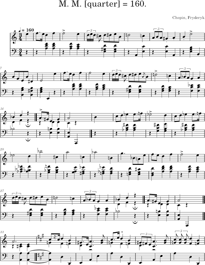 Mazurka in A minor Op. 7 No. 2 (Kistner ed.) - Chopin — first page preview