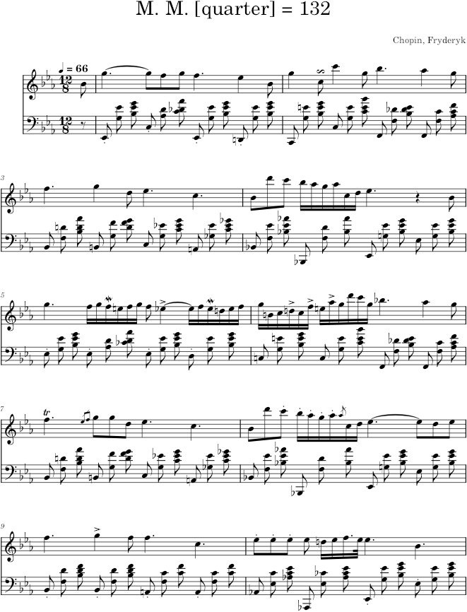Nocturne in E-flat major Op. 9 No. 2 (Kistner ed.) - Chopin — first page preview
