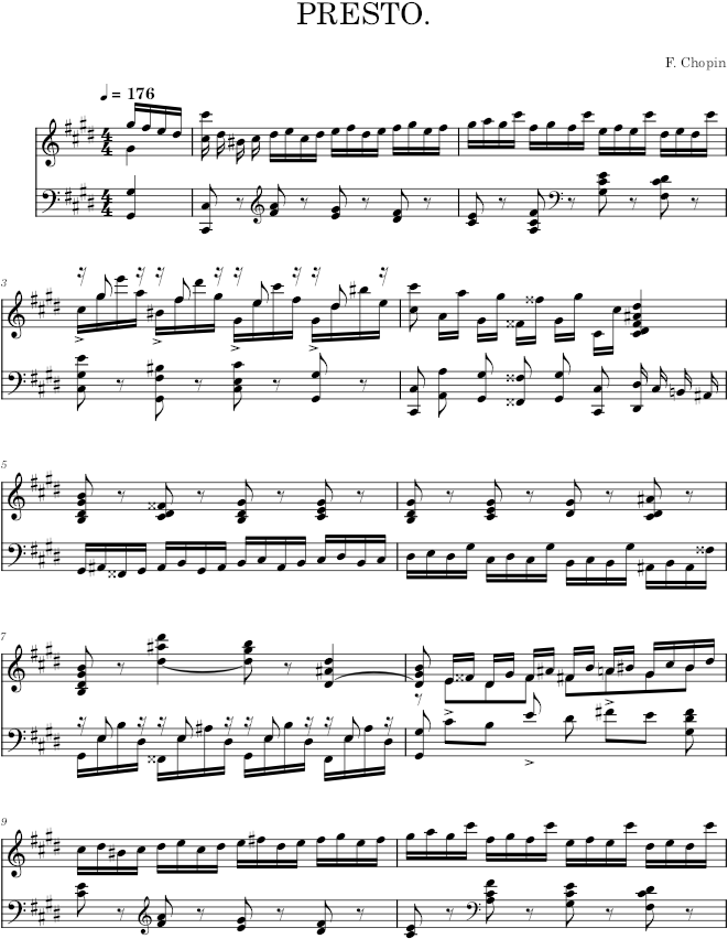 Etude in C-sharp minor Op. 10 No. 4 (Kistner ed.) - Chopin — first page preview