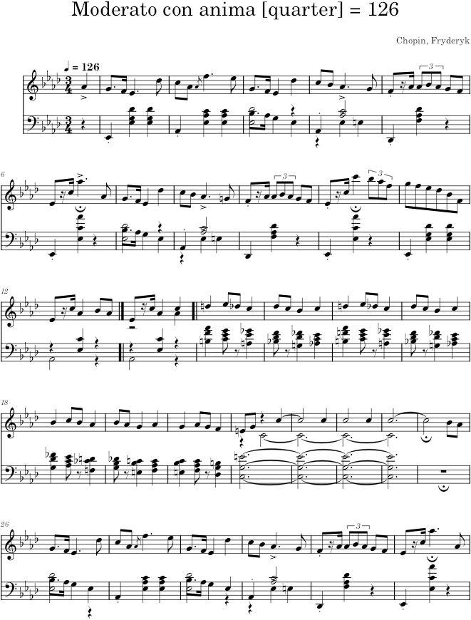 Mazurka in A-flat major Op. 24 No. 3 (Schlesinger ed.) - Chopin — first page preview