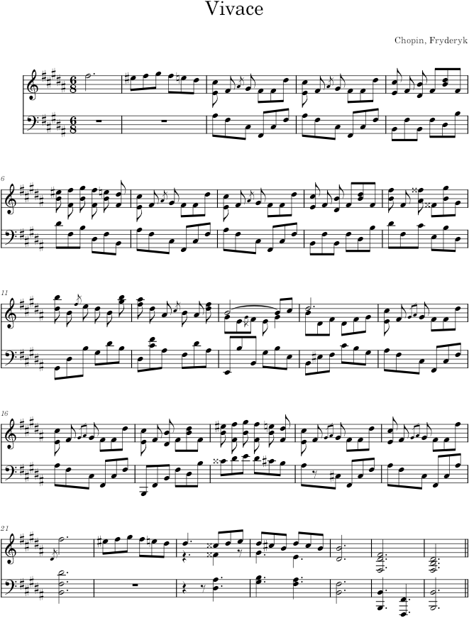 Prelude in B major Op. 28 No. 11 (Breitkopf ed.) - Chopin — first page preview