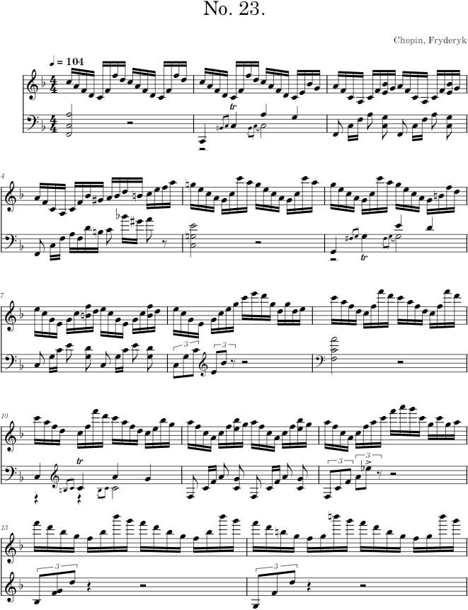 Prelude in F major Op. 28 No. 23 (Breitkopf ed.) - Chopin — first page preview