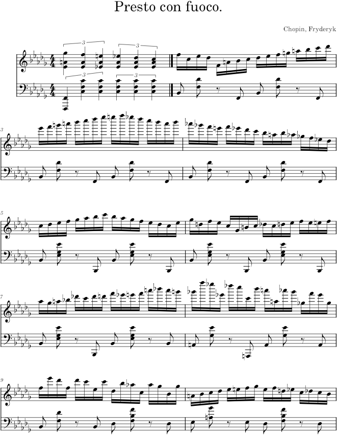 Prelude in B-flat minor Op. 28 No. 16 (Catelin ed.) - Chopin — first page preview