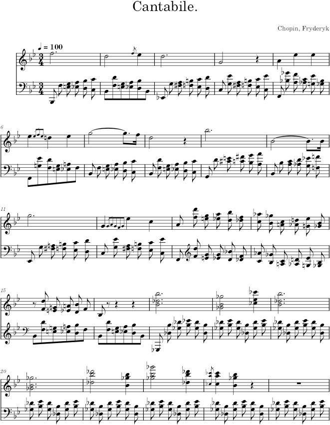 Prelude in B-flat major Op. 28 No. 21 (Catelin ed.) - Chopin — first page preview