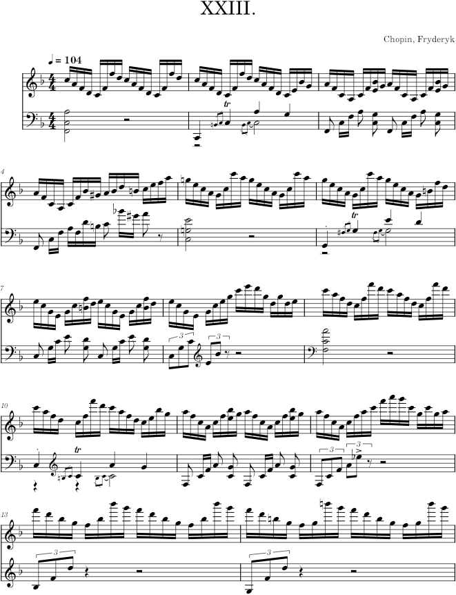 Prelude in F major Op. 28 No. 23 (Catelin ed.) - Chopin — first page preview