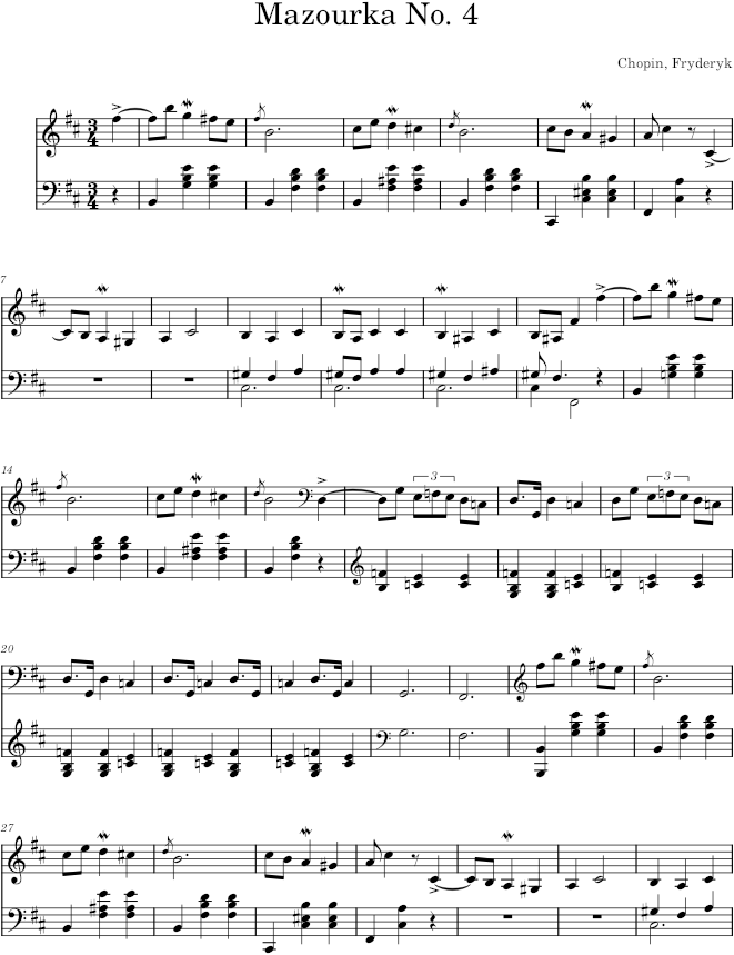 Mazurka in B minor Op. 33 No. 4 (Breitkopf ed.) - Chopin — first page preview