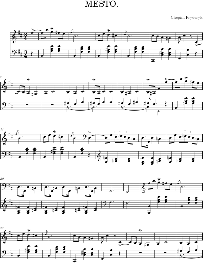 Mazurka in B minor Op. 33 No. 4 (Schlesinger ed.) - Chopin — first page preview