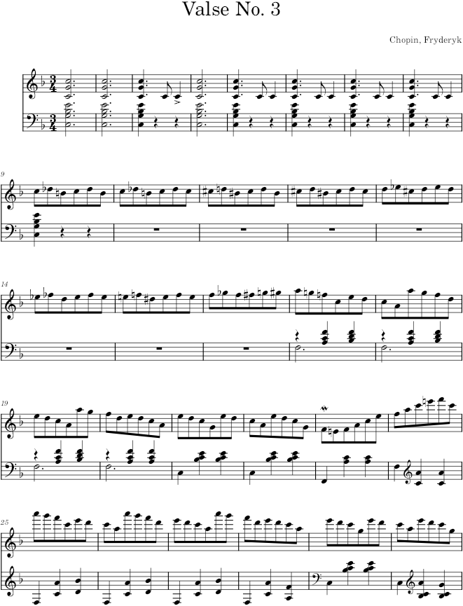 Waltz in F major Op. 34 No. 3 (Schlesinger ed.) - Chopin — first page preview