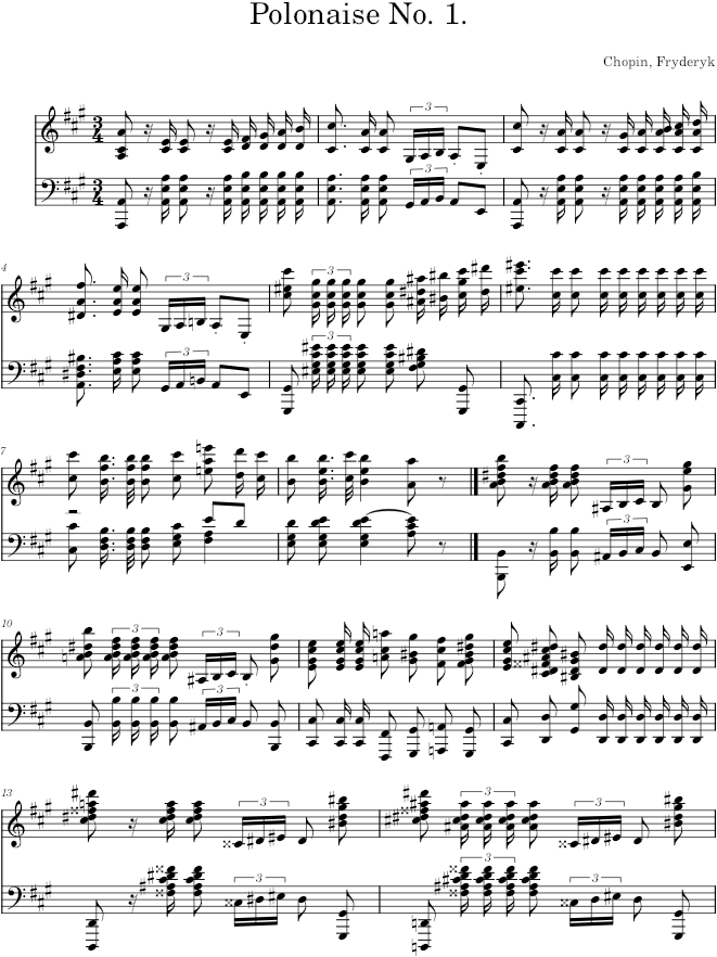 Polonaise in A major Op. 40 No. 1 (Troupenas ed.) - Chopin — first page preview