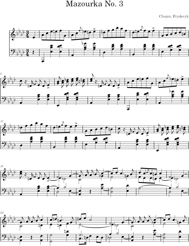 Mazurka in A-flat major Op. 41 No. 3 (Troupenas ed.) - Chopin — first page preview