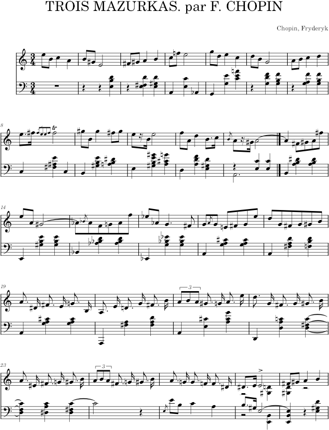 Mazurka in A minor Op. 59 No. 1 (Brandus ed.) - Chopin — first page preview