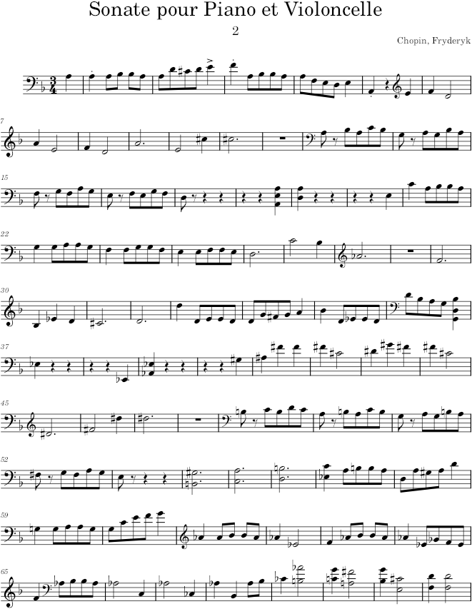 Sonate pour Piano et Violoncelle, Op. 65 - Chopin — first page preview