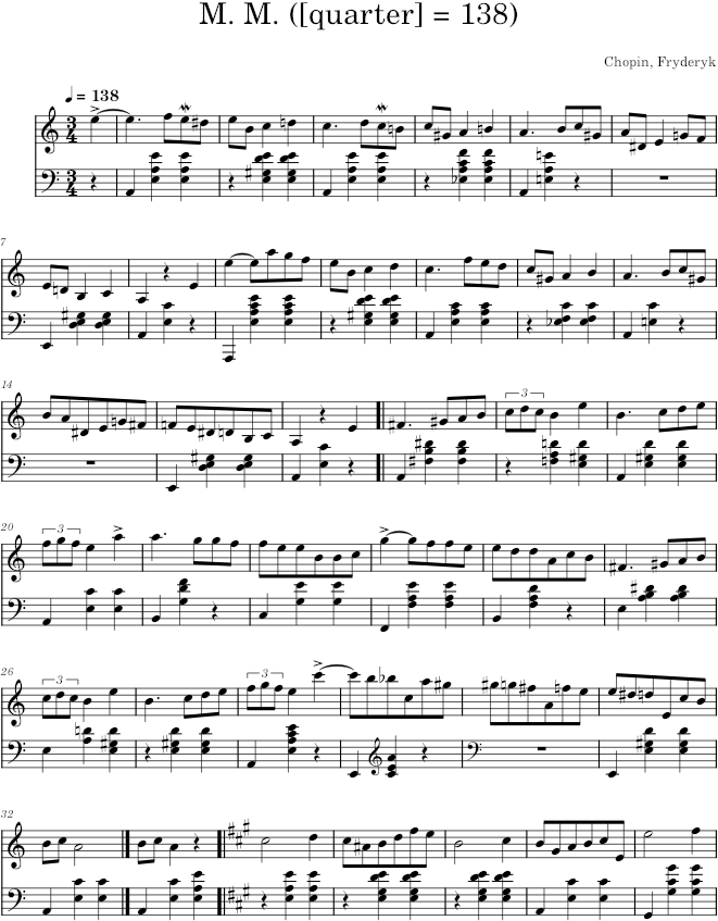 Mazurka in A minor Op. 67 No. 4 (Gérard ed.) - Chopin — first page preview