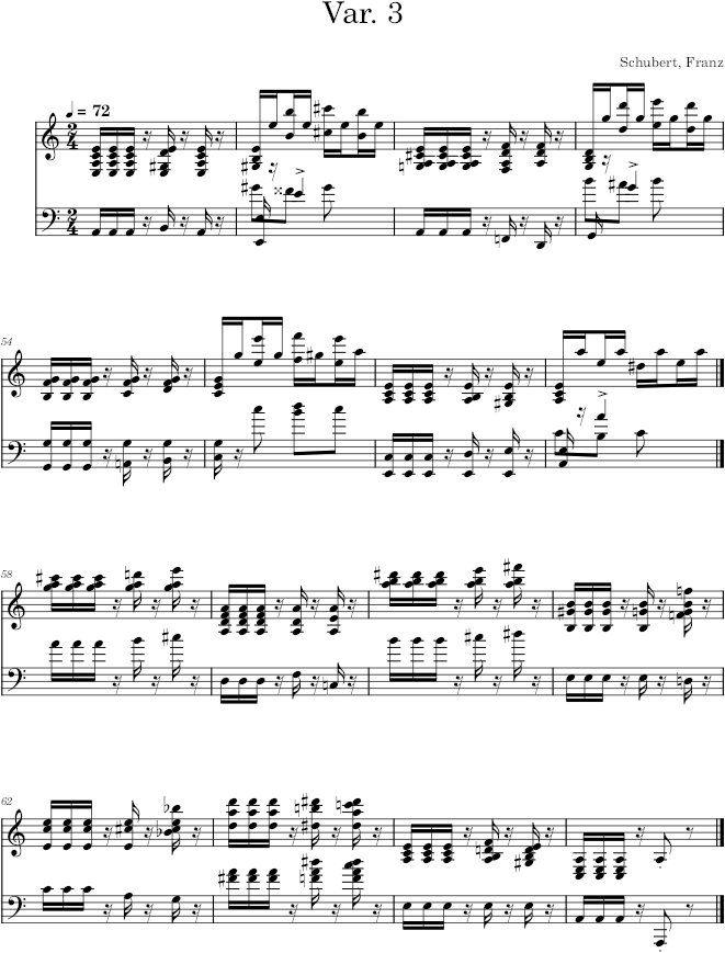Variations on a Theme by Hüttenbrenner, D. 576, Var. 3 - Schubert — first page preview
