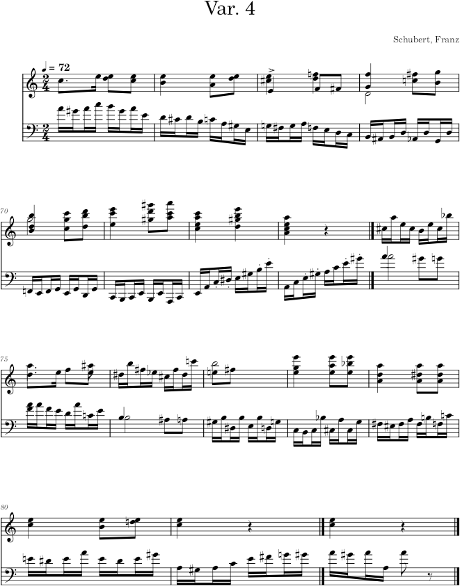 Variations on a Theme by Hüttenbrenner, D. 576, Var. 4 - Schubert — first page preview