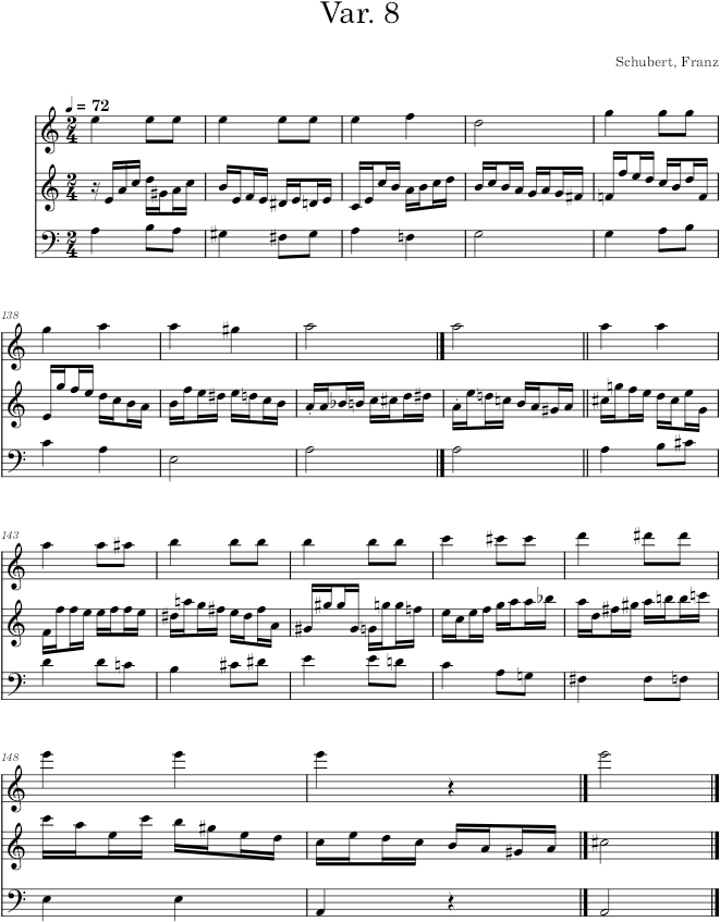 Variations on a Theme by Hüttenbrenner, D. 576, Var. 8 - Schubert — first page preview