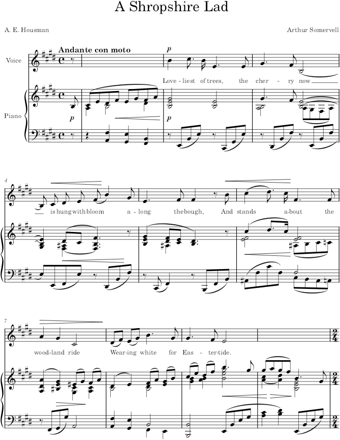 A Shropshire Lad - Somervell — first page preview