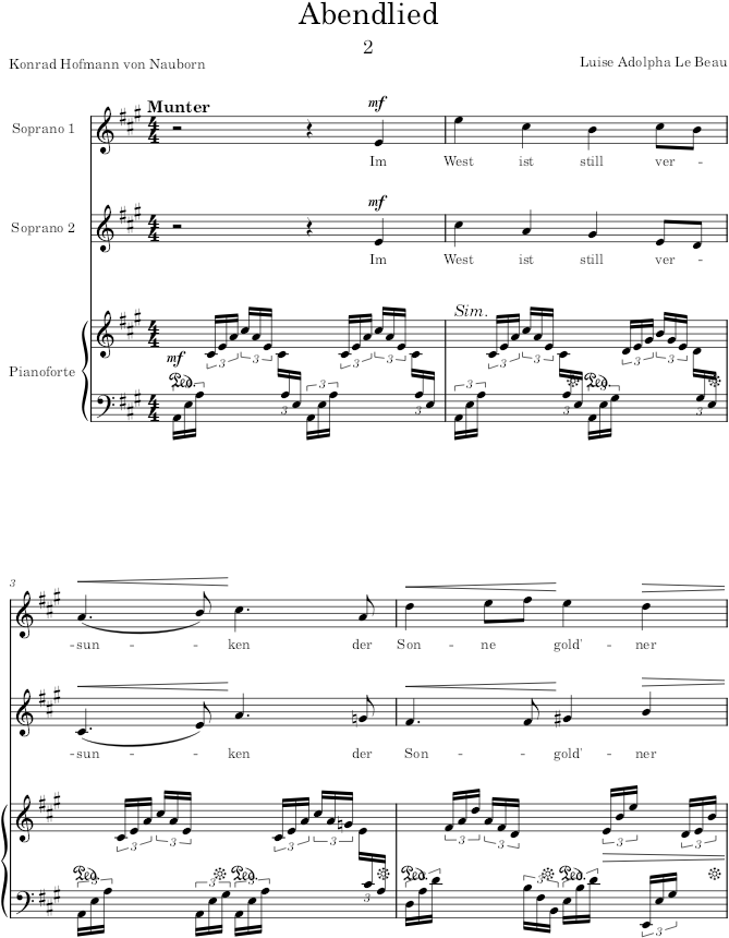 Abendlied (2 Duette, Op.6) - Le Beau — first page preview
