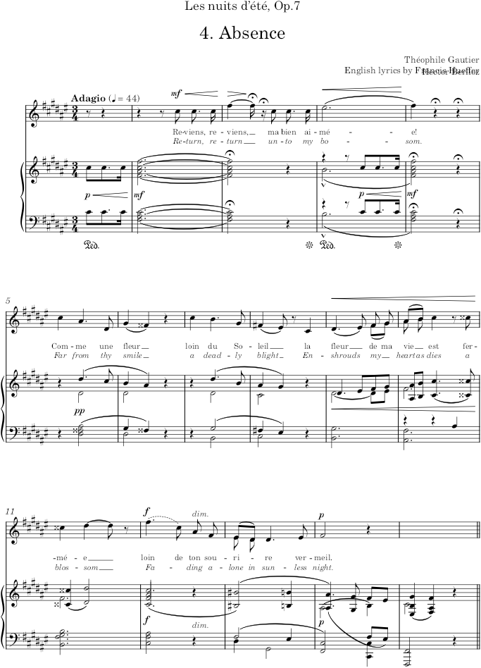 Absence (Les nuits d’été) - Berlioz — first page preview