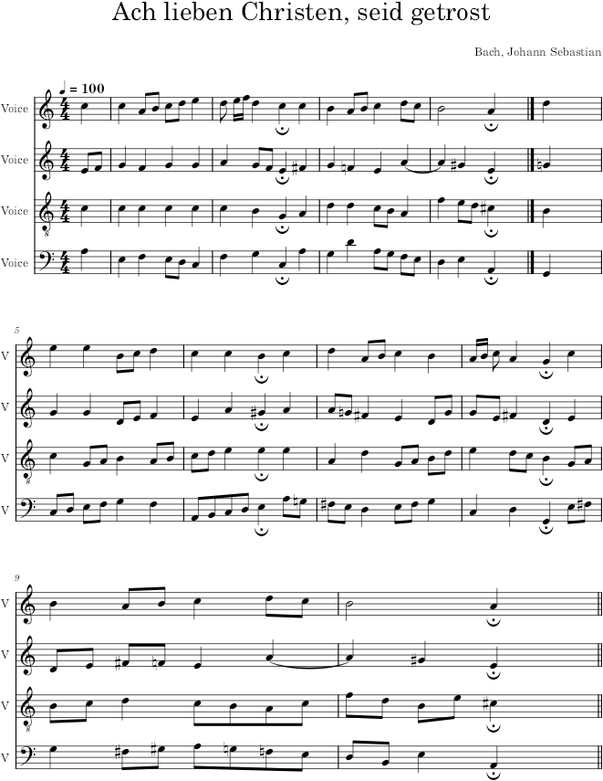 Ach lieben Christen, seid getrost, BWV 256 - Bach — first page preview
