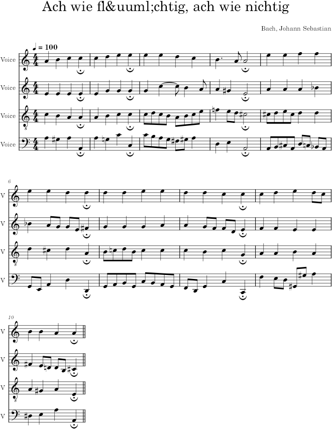 Ach wie flüchtig, ach wie nichtig, BWV 26/6 - Bach — first page preview