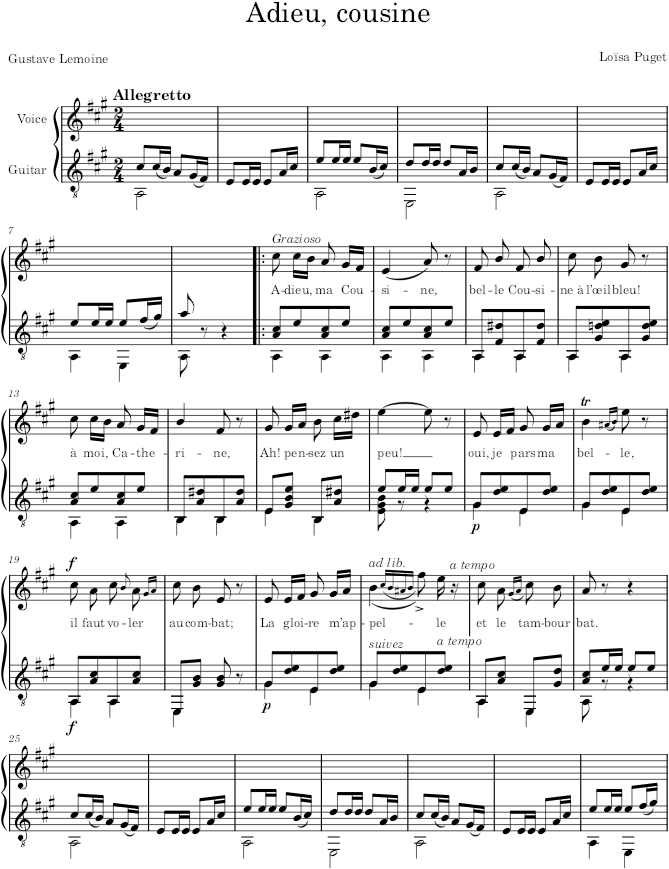 Adieu, cousine - Puget — first page preview