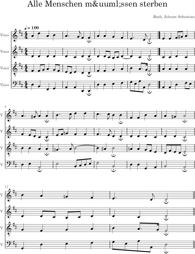 Alle Menschen müssen sterben, BWV 262 - Bach — first page preview