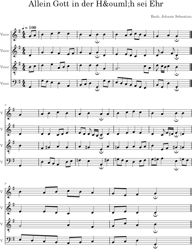 Allein Gott in der Höh sei Ehr, BWV 104/6 - Bach — first page preview