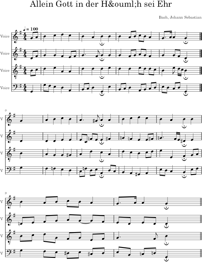 Allein Gott in der Höh sei Ehr, BWV 112/5 - Bach — first page preview