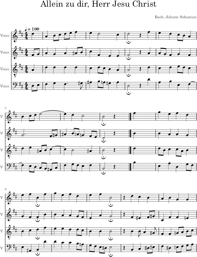 Allein zu dir, Herr Jesu Christ, BWV 261 - Bach — first page preview