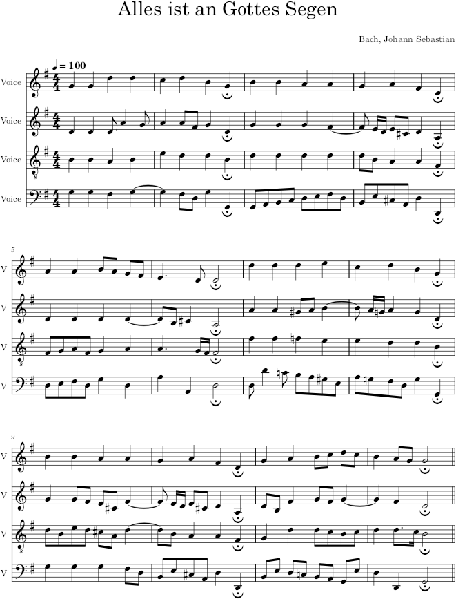 Alles ist an Gottes Segen, BWV 263 - Bach — first page preview