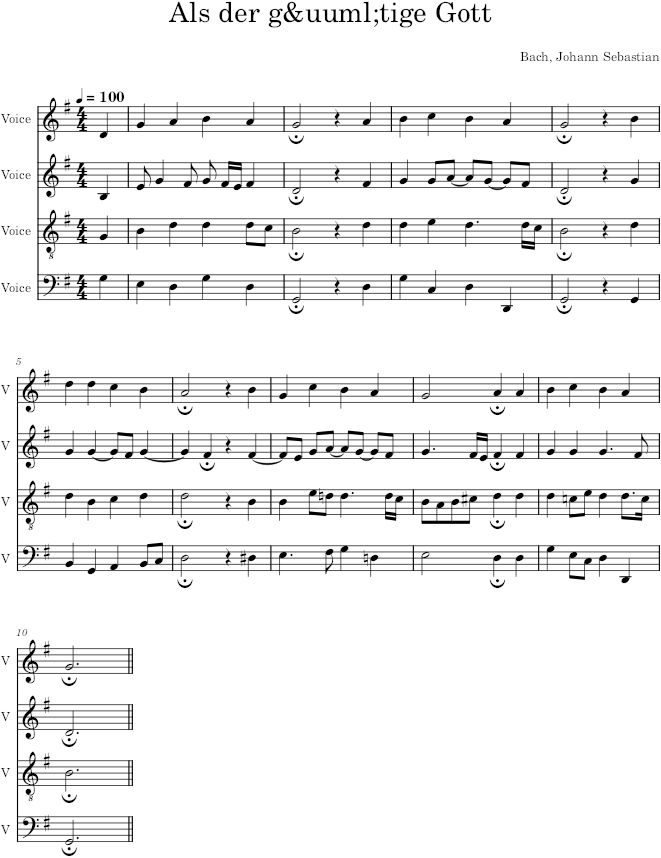 Als der gütige Gott, BWV 264 - Bach — first page preview
