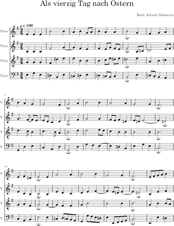 Als vierzig Tag nach Ostern, BWV 266 - Bach — first page preview
