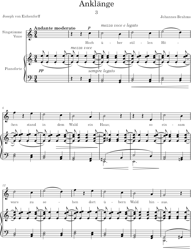 Anklänge (6 Songs, Op.7) - Brahms — first page preview