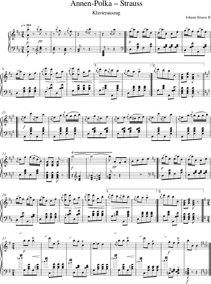 Annen-Polka – Strauss — first page preview