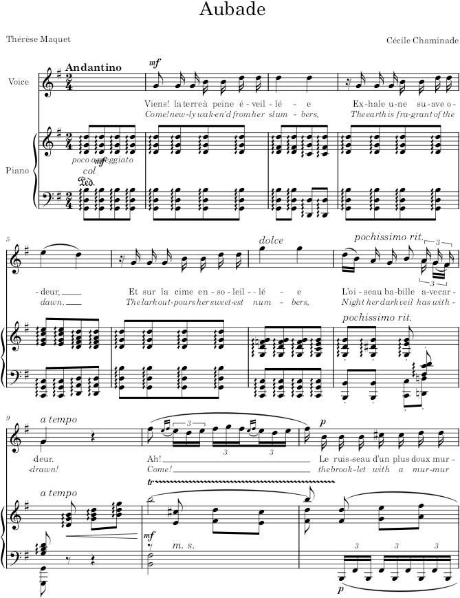Aubade - Chaminade — first page preview