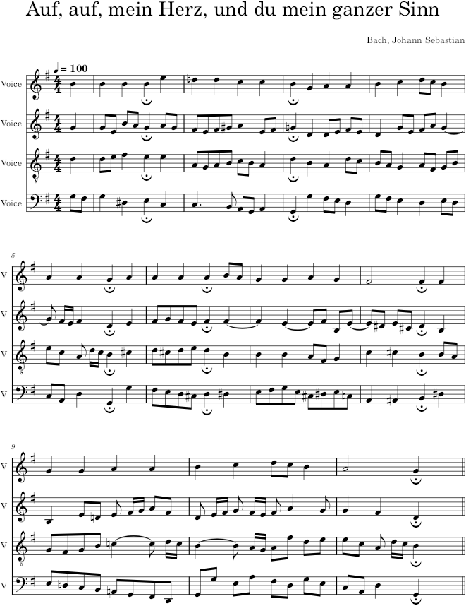 Auf, auf, mein Herz, und du mein ganzer Sinn, BWV 268 - Bach — first page preview