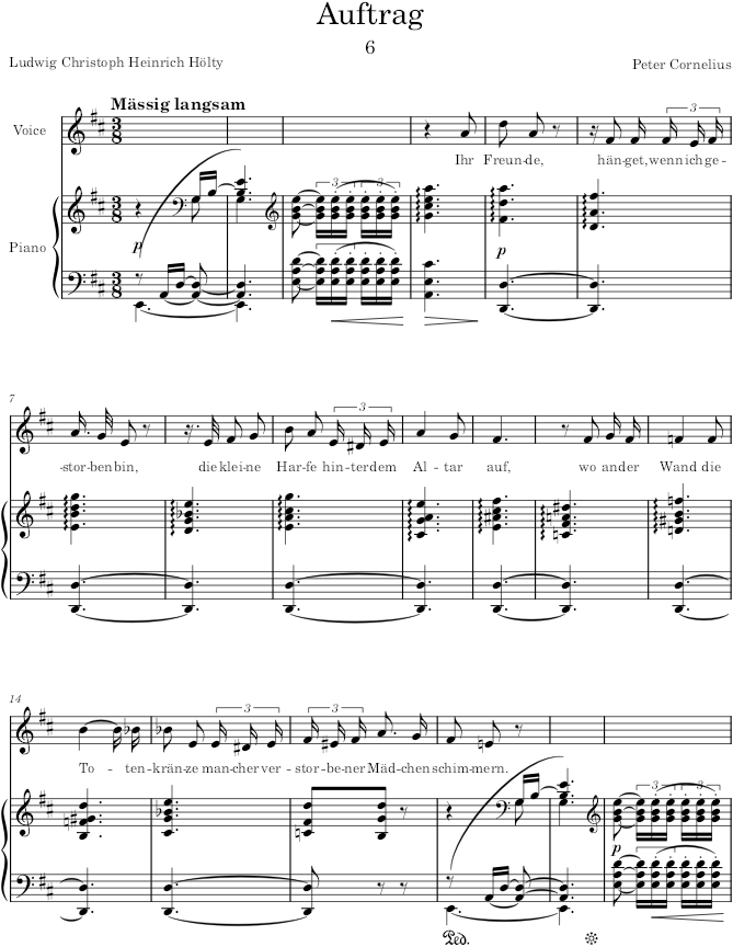 Auftrag (6 Lieder, Op.5) - Cornelius — first page preview