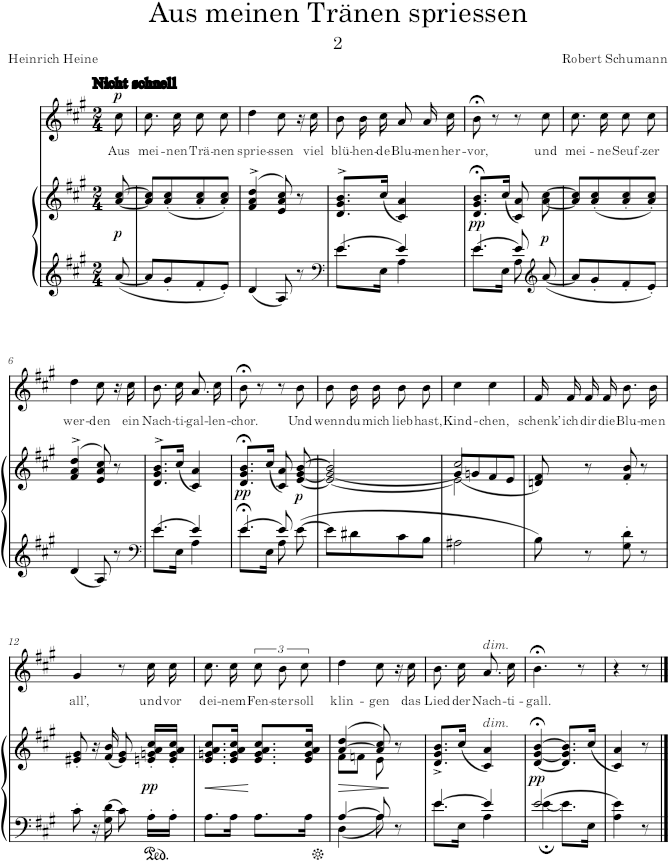 Aus meinen Tränen sprießen (Dichterliebe, Op.48) - Schumann — first page preview