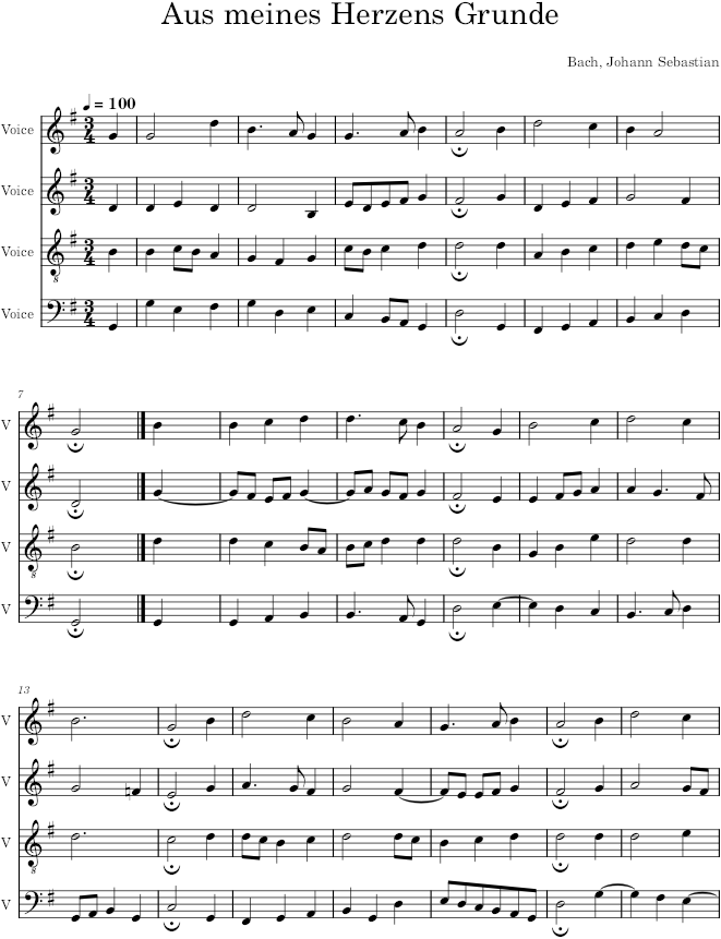 Aus meines Herzens Grunde, BWV 269 - Bach — first page preview