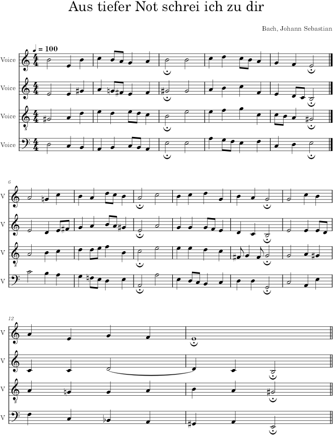 Aus tiefer Not schrei ich zu dir, BWV 38/6 - Bach — first page preview