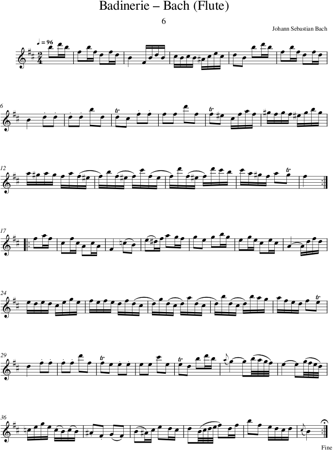 Badinerie – Bach (Flute) — first page preview