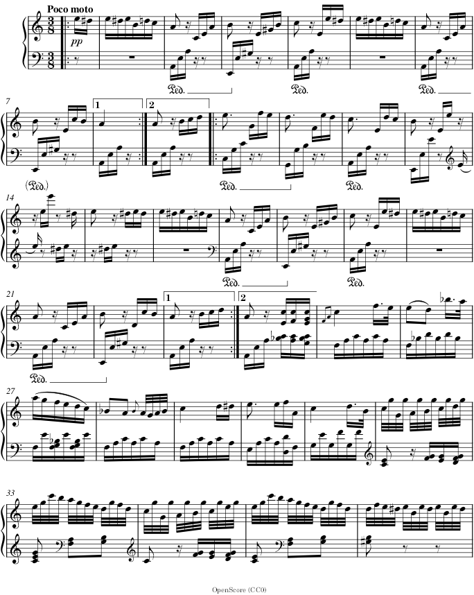 Bagatelle No. 25 in A Minor, WoO 59 'Für Elise' - Beethoven — first page preview