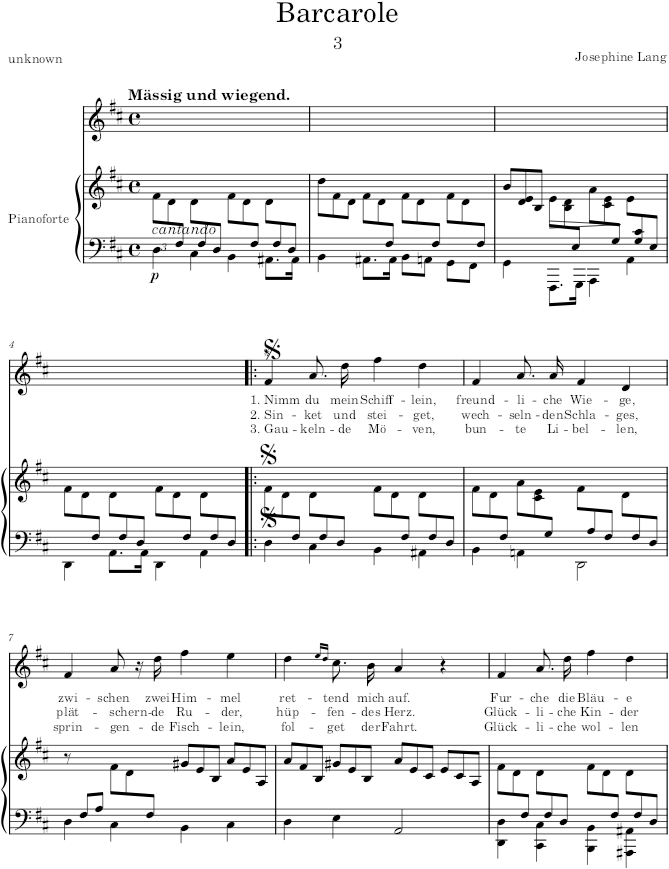 Barcarole (6 Lieder, Op.25) - Lang — first page preview