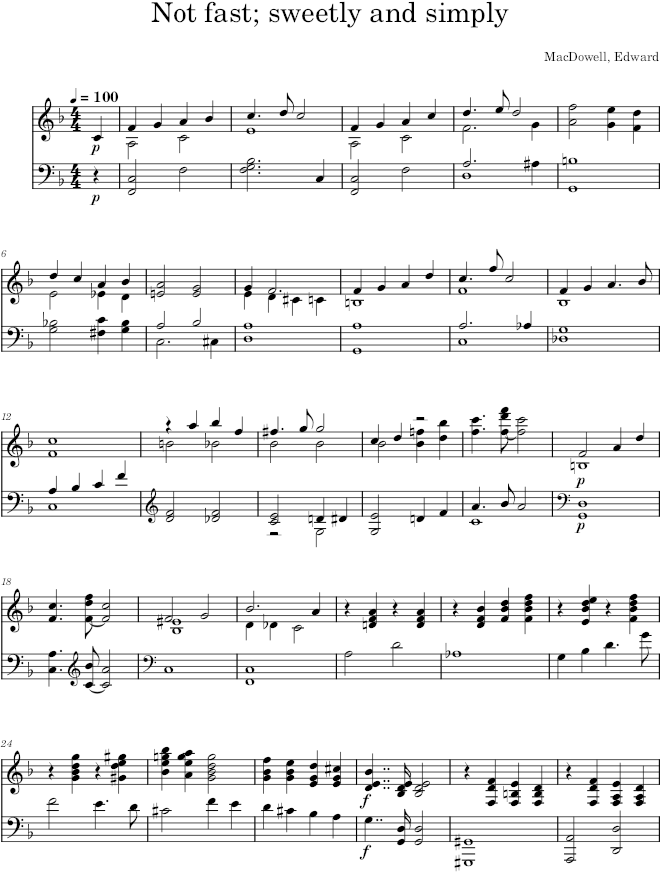 Beauty in the Rosegarden (Forgotten Fairy Tales), Op. 4, No. 3 - MacDowell — first page preview