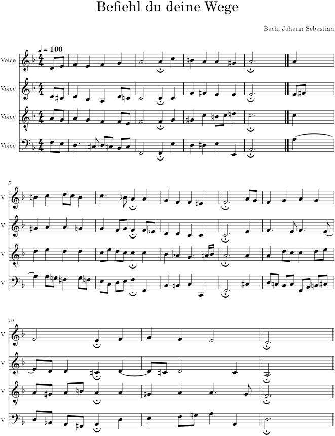 Befiehl du deine Wege, BWV 272 - Bach — first page preview