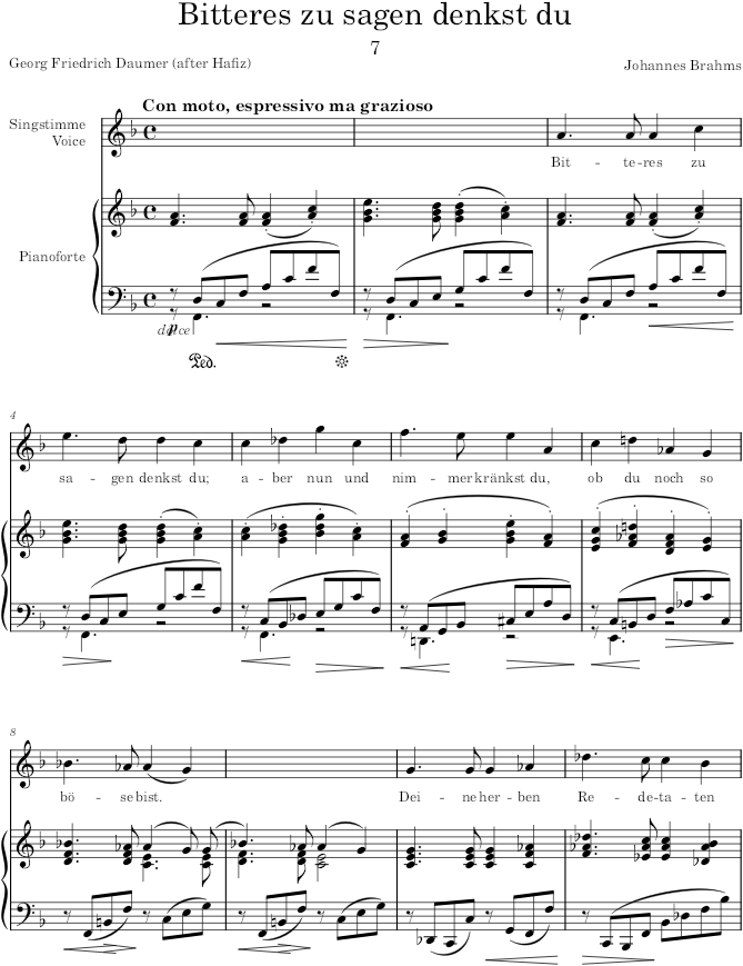 Bitteres zu sagen denkst du (9 Lieder und Gesänge, Op.32) - Brahms — first page preview
