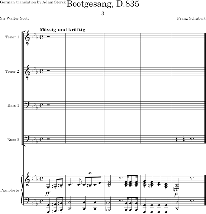 Bootgesang, D.835 (Op.52) - Schubert — first page preview