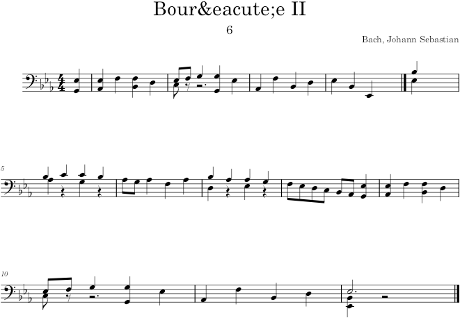 Cello Suite No. 4 in E-flat Major, BWV 1010, Gigue - Bach — first page preview