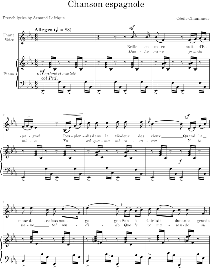 Chanson espagnole - Chaminade — first page preview
